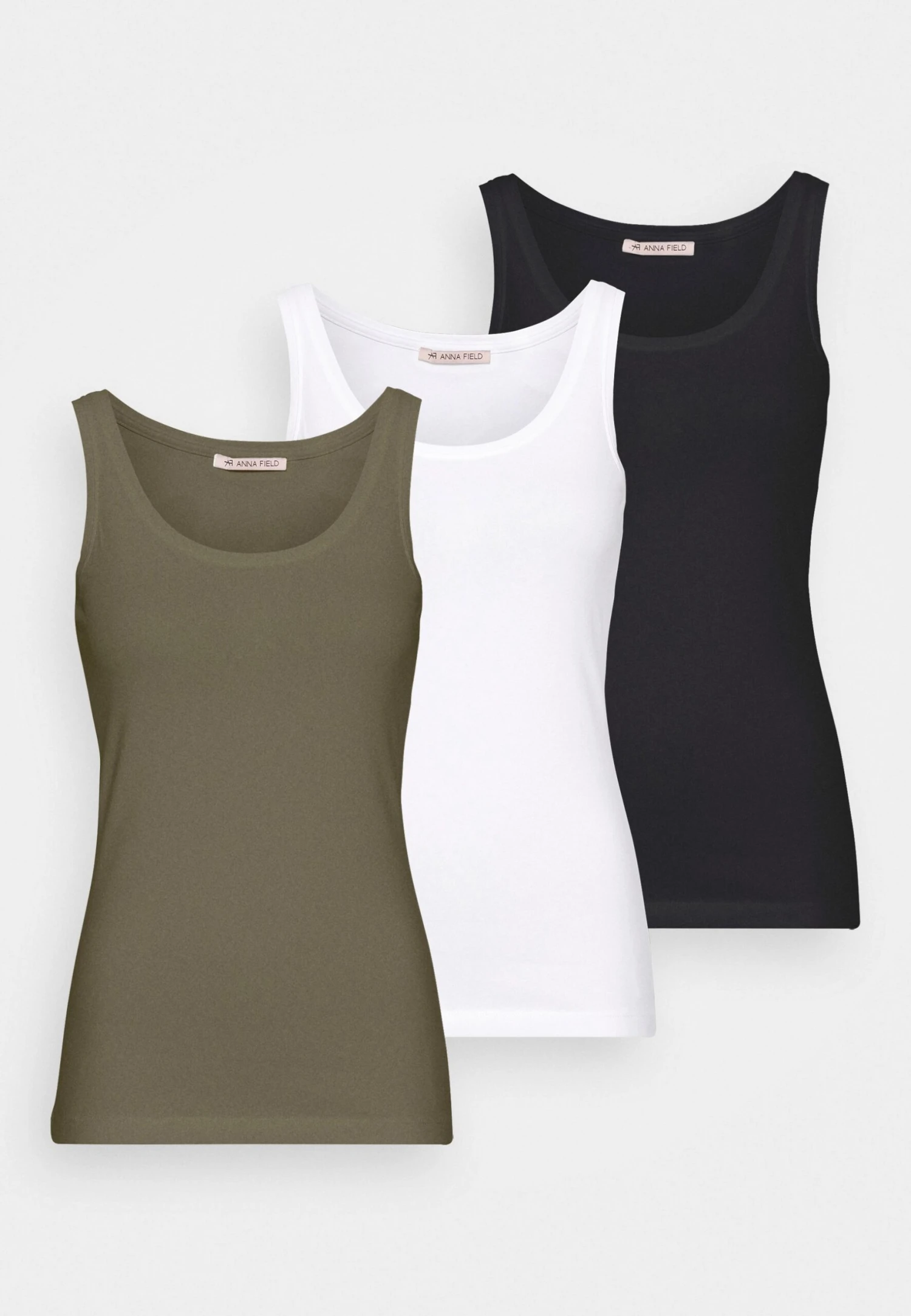 Anna Field Basic Tank 3Er Pack - Top - Black/White /Khaki 7 Anna Field Basic Tank 3Er Pack - Top - Black/White /Khaki - Afbeelding 7