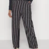 Wide Leg Pant - Broek - Dark Blue/Brown/White