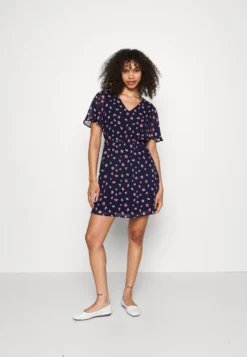 Anna Field V-Neck Sleeve Dress- Jurk - Dark Blue/Pink -Anna Field 5a0ab6e62ef34b5ab4ed98fb7e0cc1ed scaled