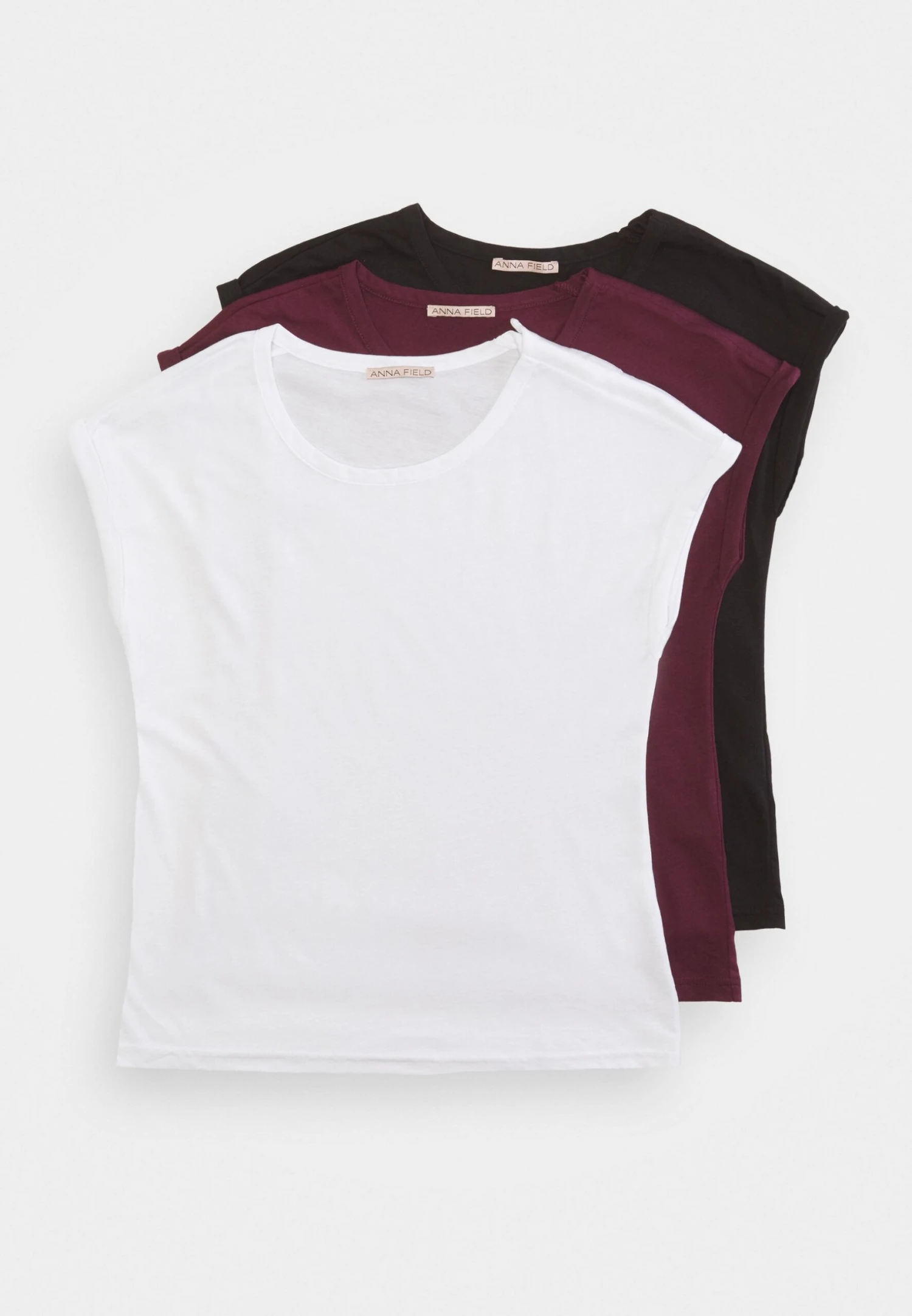 Anna Field 3 Pack - T-Shirt Basic - Dark Red/White/Black 8 Anna Field 3 Pack - T-Shirt Basic - Dark Red/White/Black - Afbeelding 8