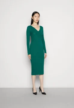 Anna Field V Ausschnitt Bodycon Midi Strickkleid - Etui-Jurk - Green