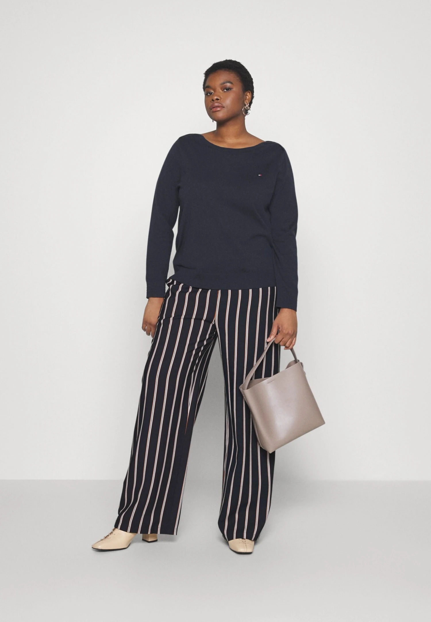 Wide Leg Pant - Broek - Dark Blue/Brown/White 2 Wide Leg Pant - Broek - Dark Blue/Brown/White - Afbeelding 2