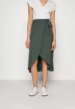 Anna Field Basic Wrap Over Midi Skirt- A-Lijn Rok - Light Green